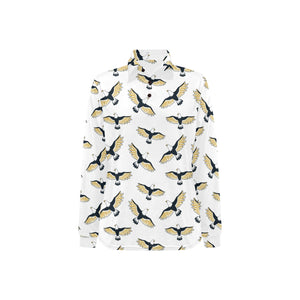 Eagle Pattern Print Design 03 Women's Long Sleeve Polo Shirt