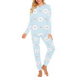 White cute pomeranian pattern Women's All Over Print Pajama Set