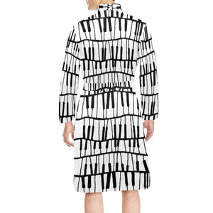 Piano Pattern Print Design 03 Men's Long Sleeve Belted Night Robe