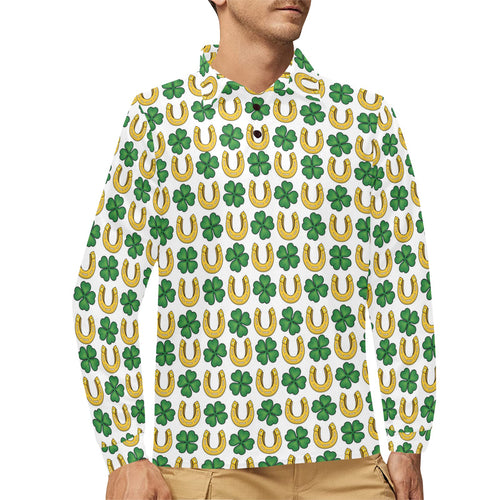 Horseshoes Pattern Print Design 04 Men's Long Sleeve Polo Shirt