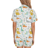 Cute funny kids dinosaurs pattern Women's V-Neck Short Pajama Set