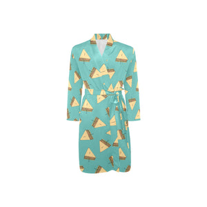 Sandwich Pattern Print Design 03 Men's Long Sleeve Belted Night Robe