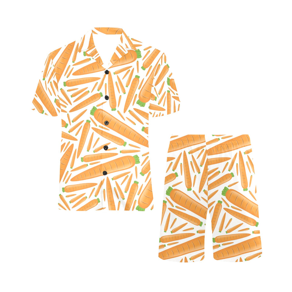 Carrot Pattern Print Design 02 Men's V-Neck Short Pajama Set
