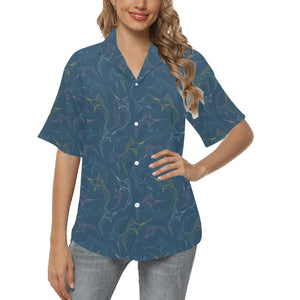 Swordfish Pattern Print Design 02 Women's All Over Print Hawaiian Shirt
