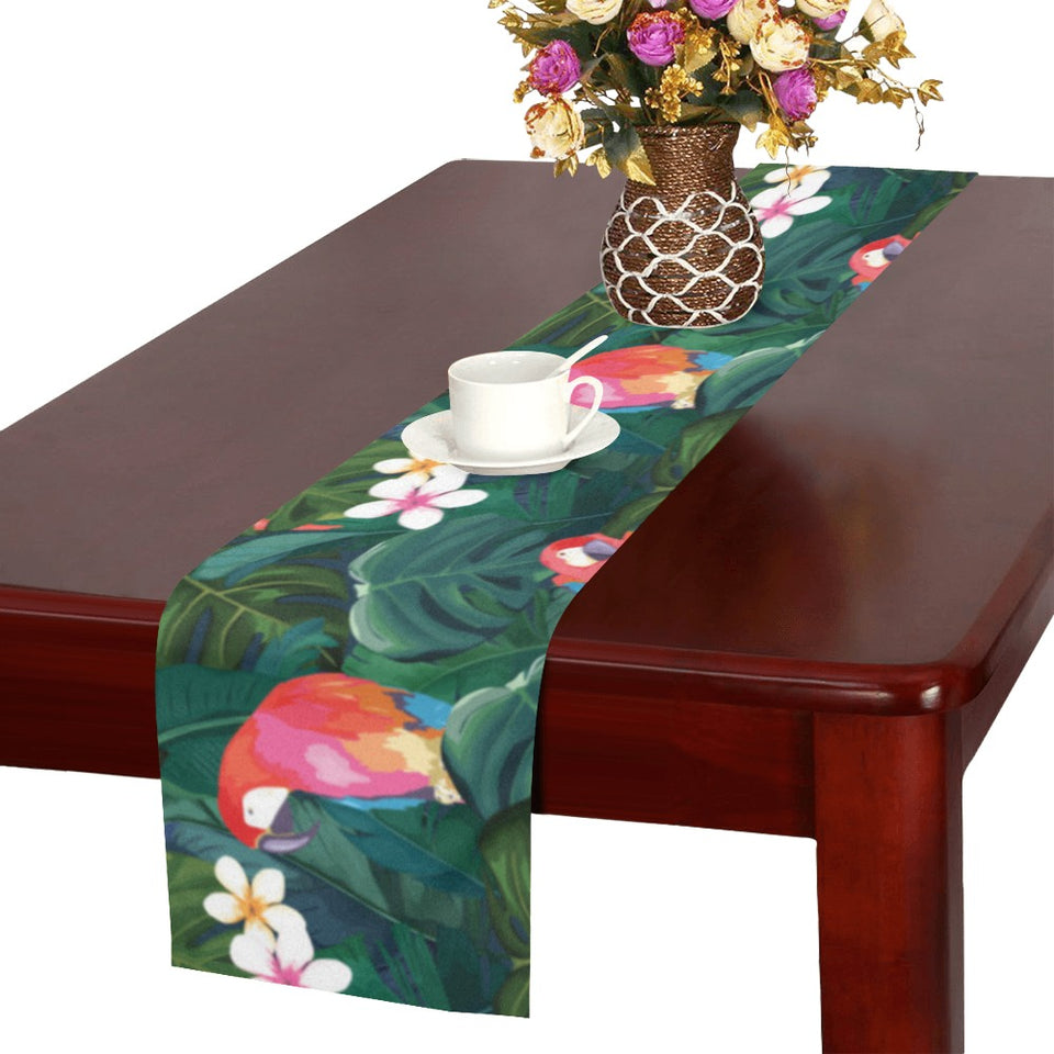 Parrot Palm tree leaves flower hibiscus pattern Table Runner