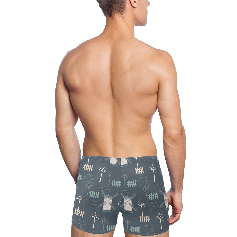 windmill tree pattern Men's Swimming Trunks