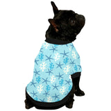 Blue starfish coral reef pattern All Over Print Pet Dog Round Neck Fuzzy Shirt
