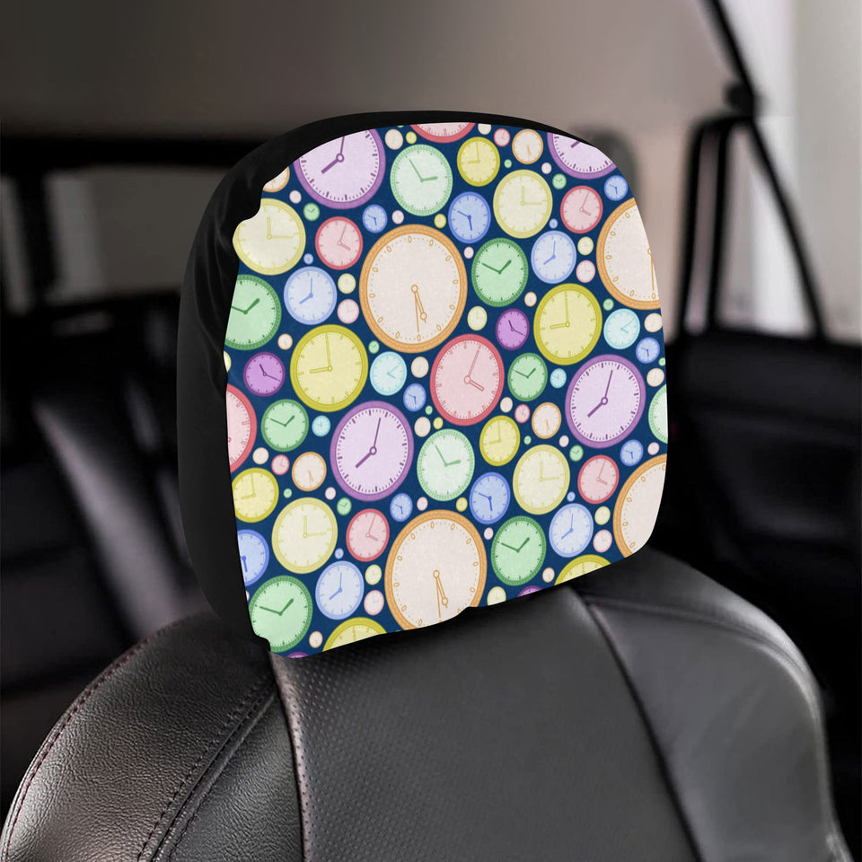 Colorful clock background Car Headrest Cover
