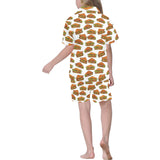 Sandwich Pattern Print Design 02 Kids' Boys' Girls' V-Neck Short Pajama Set