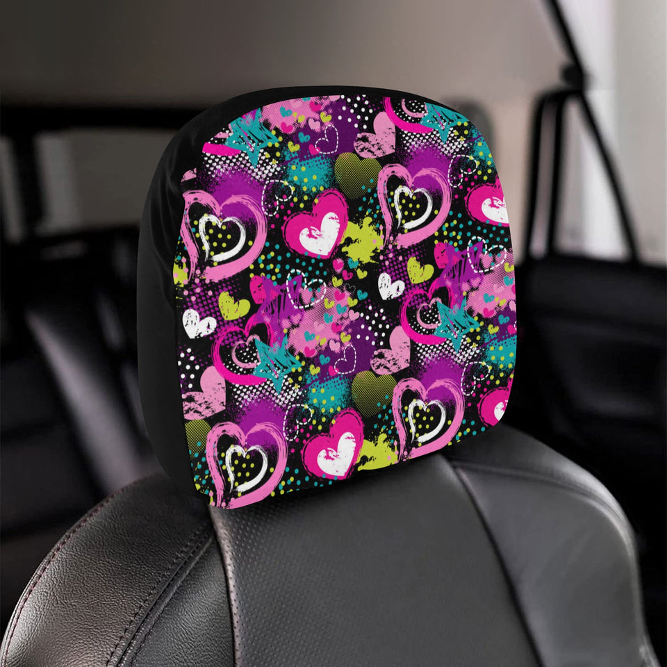 heart dot wave star creative design pattern Car Headrest Cover