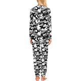 Black white camouflage pattern Women's All Over Print Pajama Set