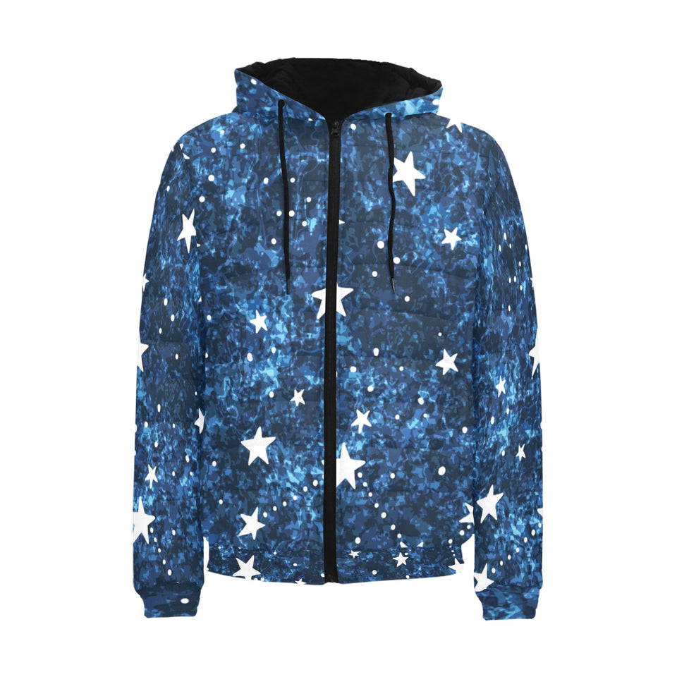 Night sky star pattern Men's Padded Hooded Jacket