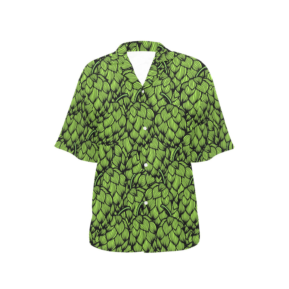 Green hop pattern Women's All Over Print Hawaiian Shirt