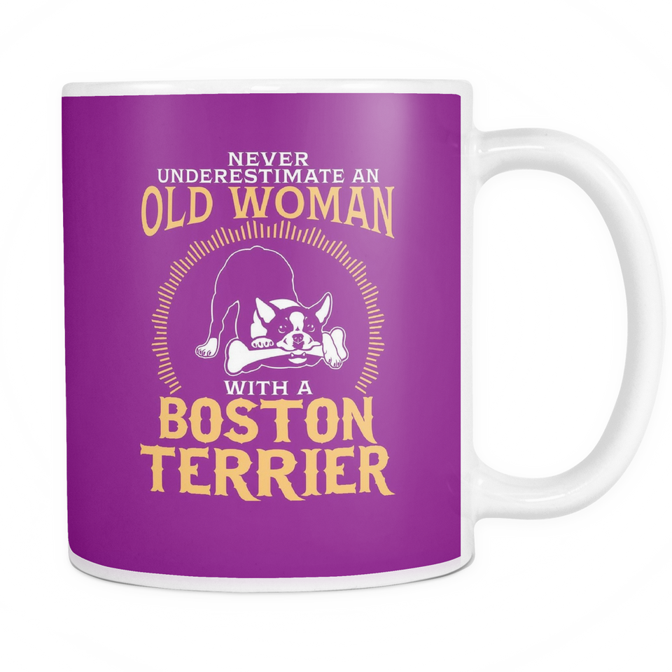 White Mug-Never Underestimate an Old Woman With a Boston terrier ccnc003 dg0046