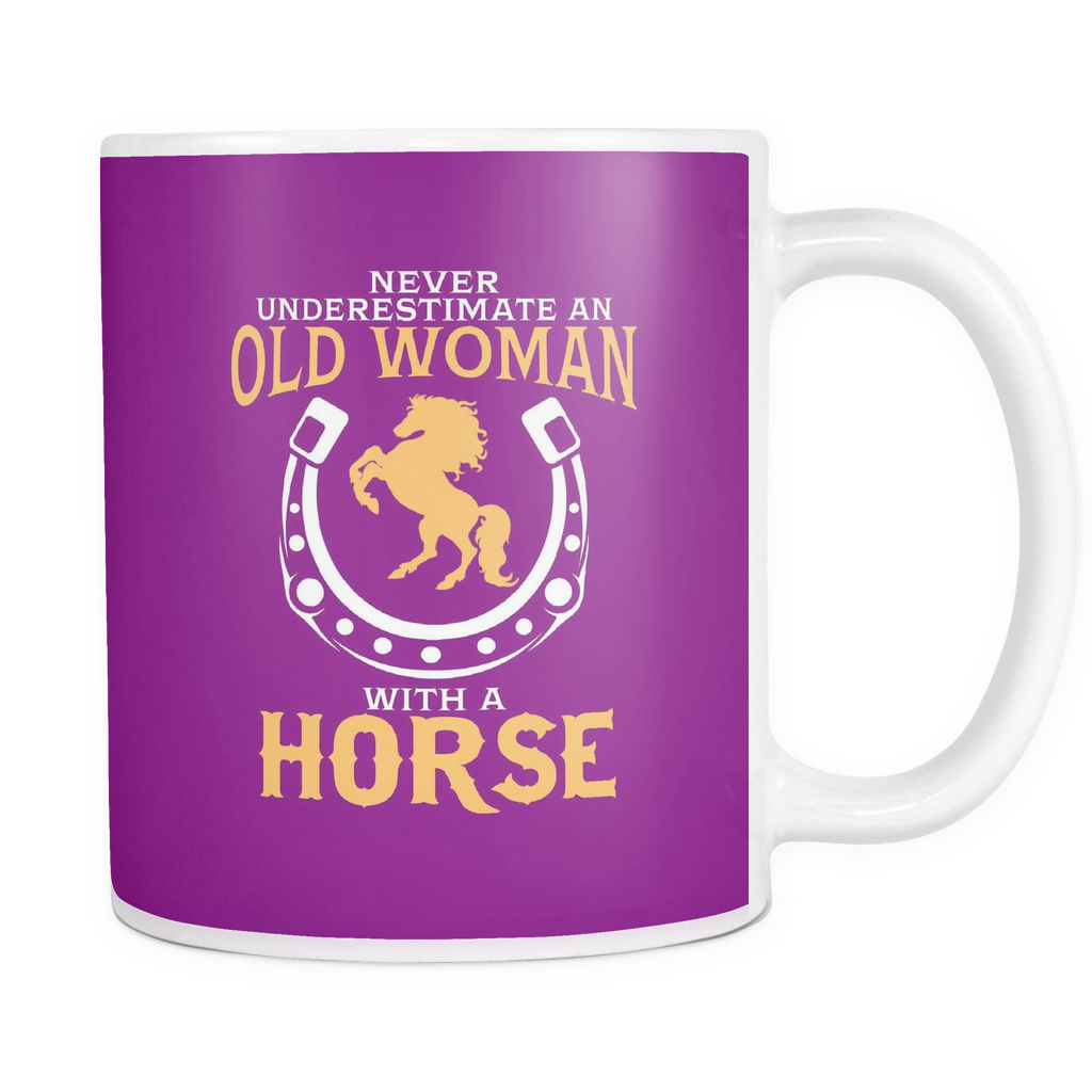 White Mug-Never Underestimate an Old Woman With a Horse ccnc002 hp0010