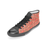Red Tomato Pattern Women's High Top Canvas Shoes Black