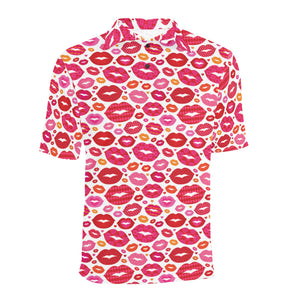 Lips Pattern Print Design 01 Men's All Over Print Polo Shirt