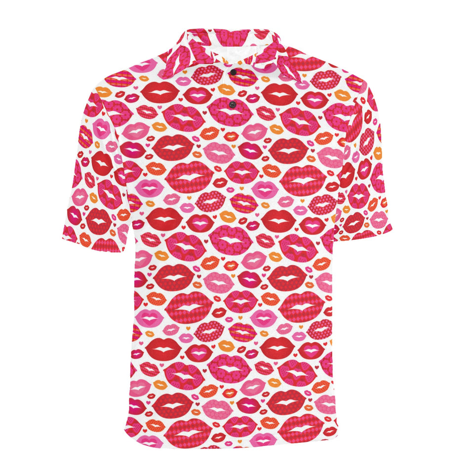 Lips Pattern Print Design 01 Men's All Over Print Polo Shirt