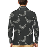 Hand drawn boomerang Australian aboriginal ornamen Men's Long Sleeve Polo Shirt