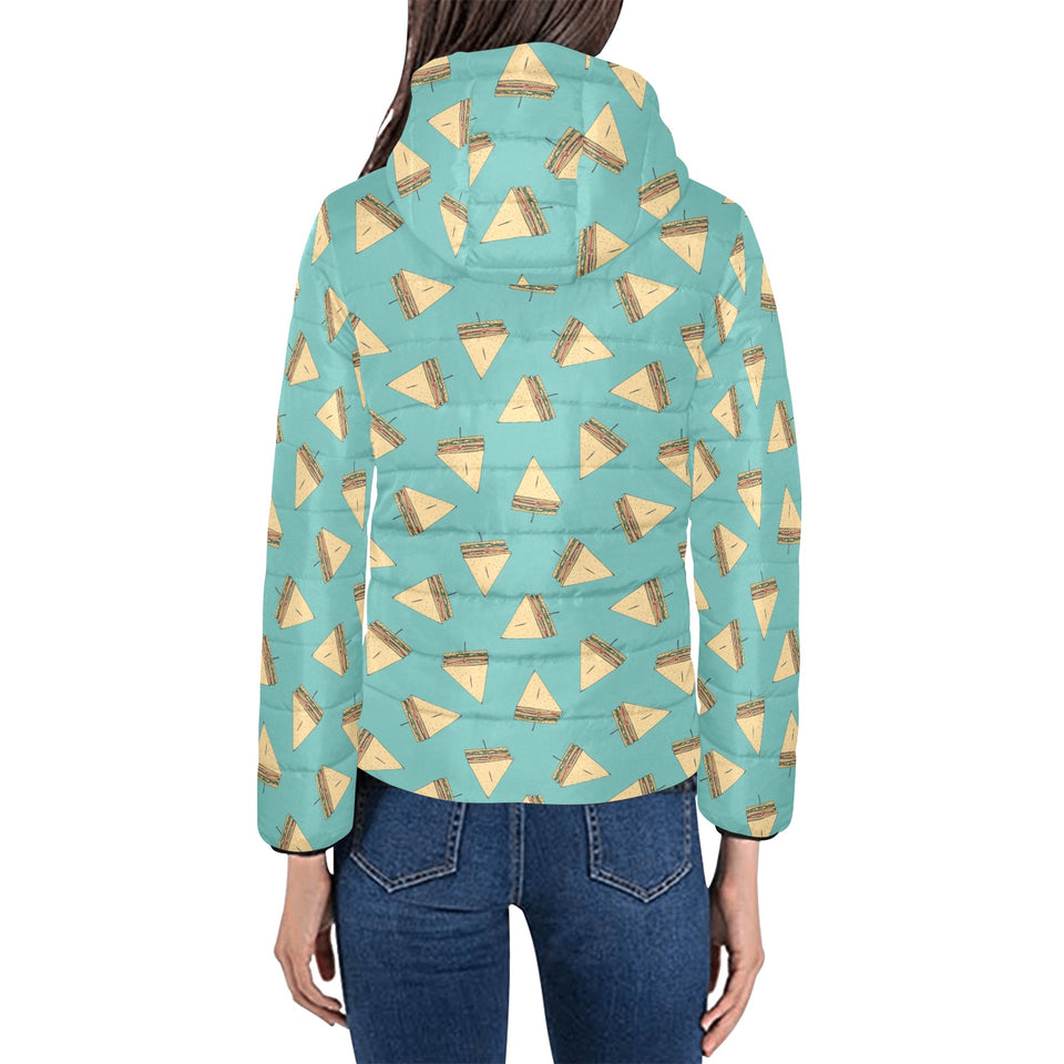 Sandwich Pattern Print Design 03 Women's Padded Hooded Jacket