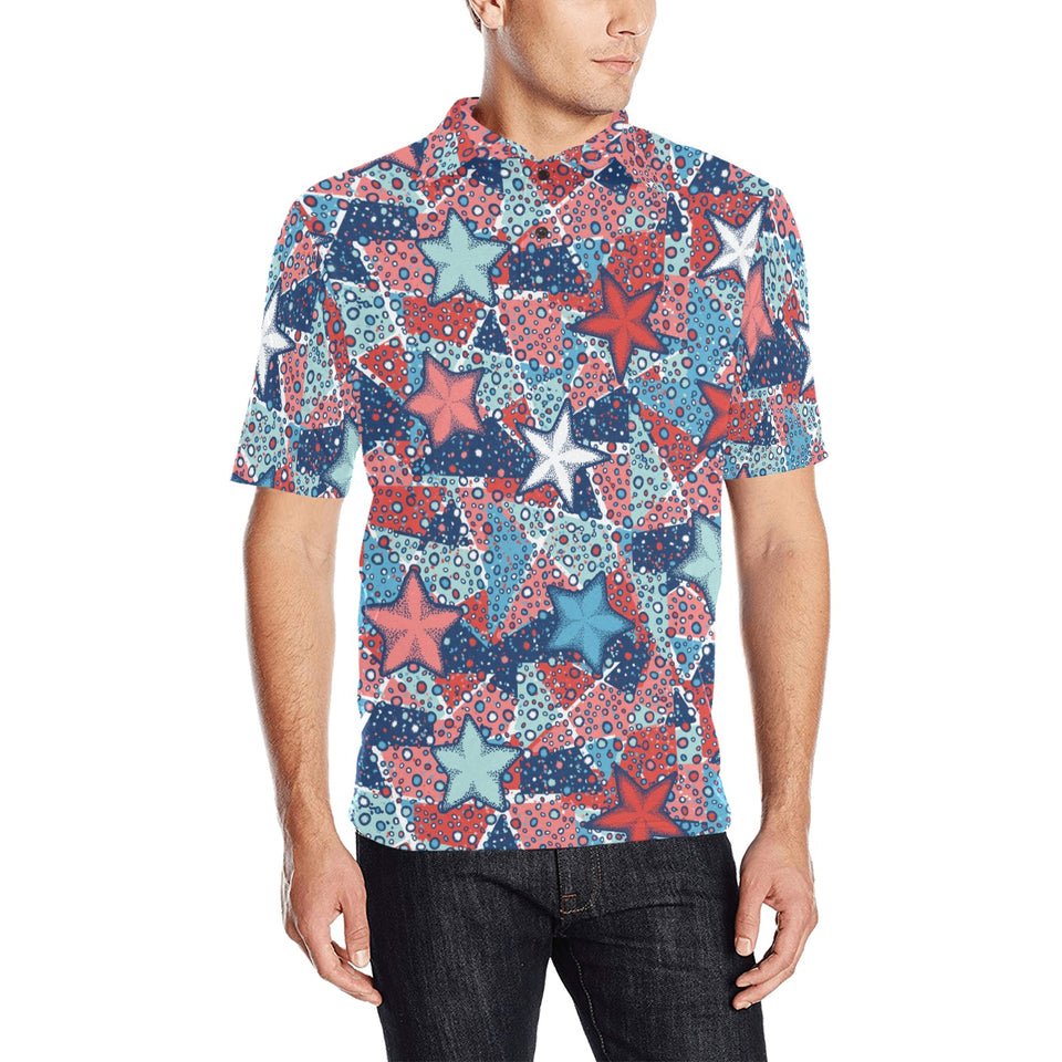 Hand drawn colorful starfish Men's All Over Print Polo Shirt