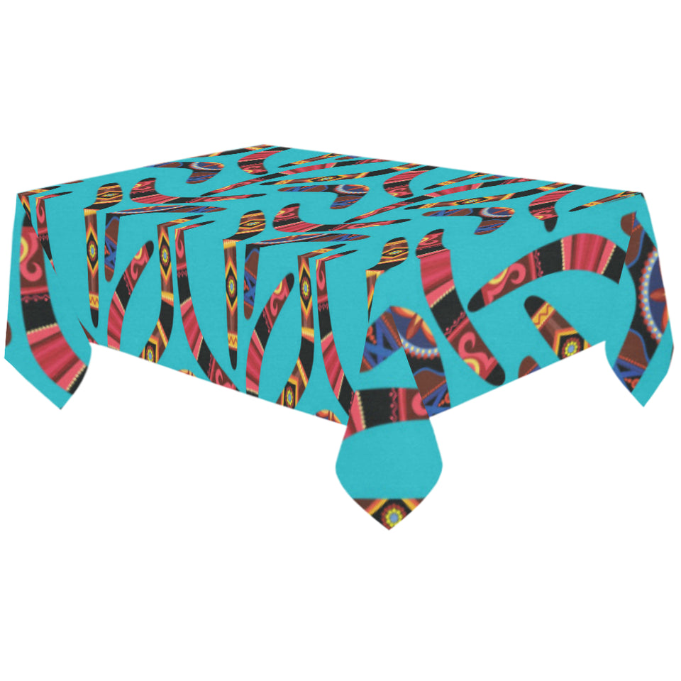 Boomerang Australian aboriginal ornament blue back Tablecloth