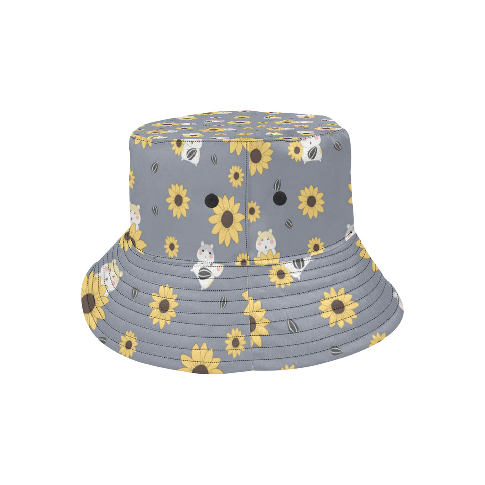 Cute hamster sunflower pattern background Unisex Bucket Hat