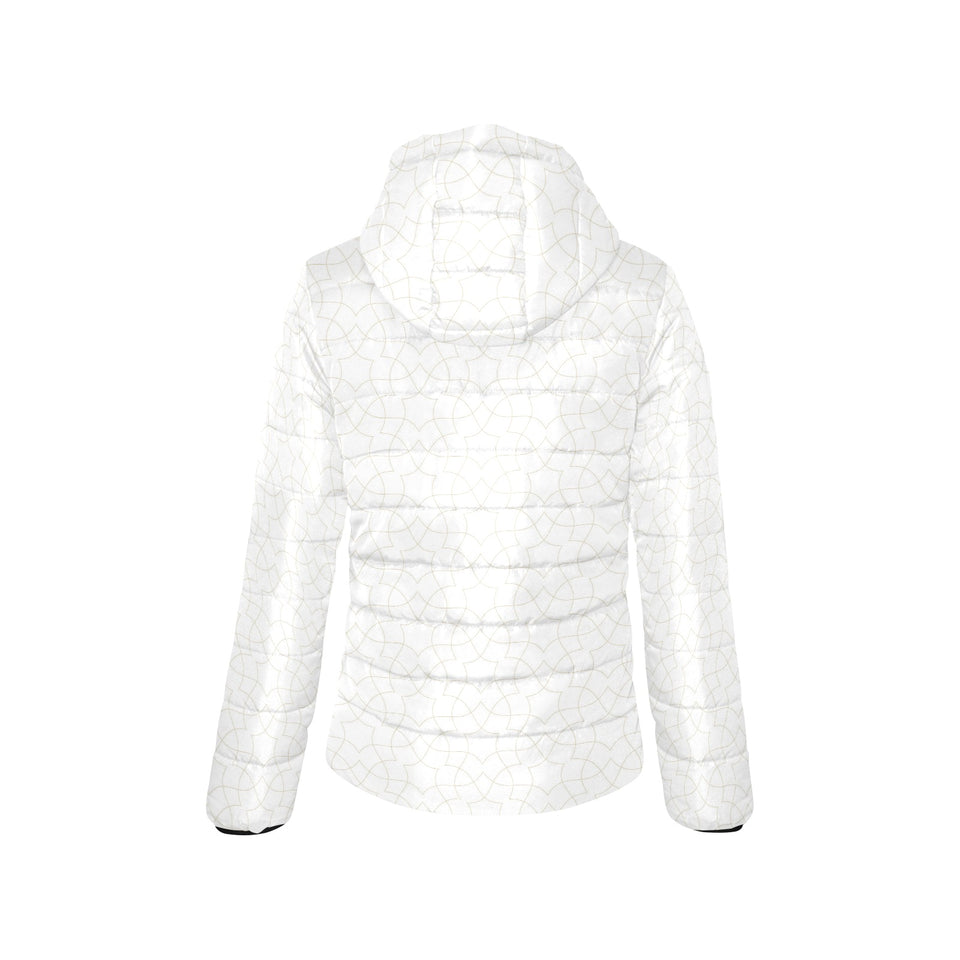 arabic white pattern Women's Padded Hooded Jacket