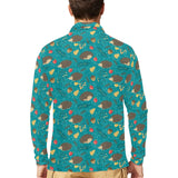 Hedgehog Pattern Print Design 01 Men's Long Sleeve Polo Shirt