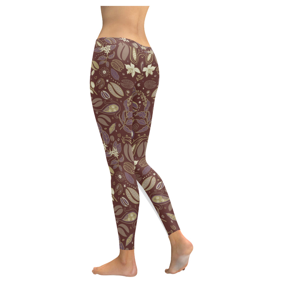 Coffee bean flower pattern Women's Legging Fulfilled In US