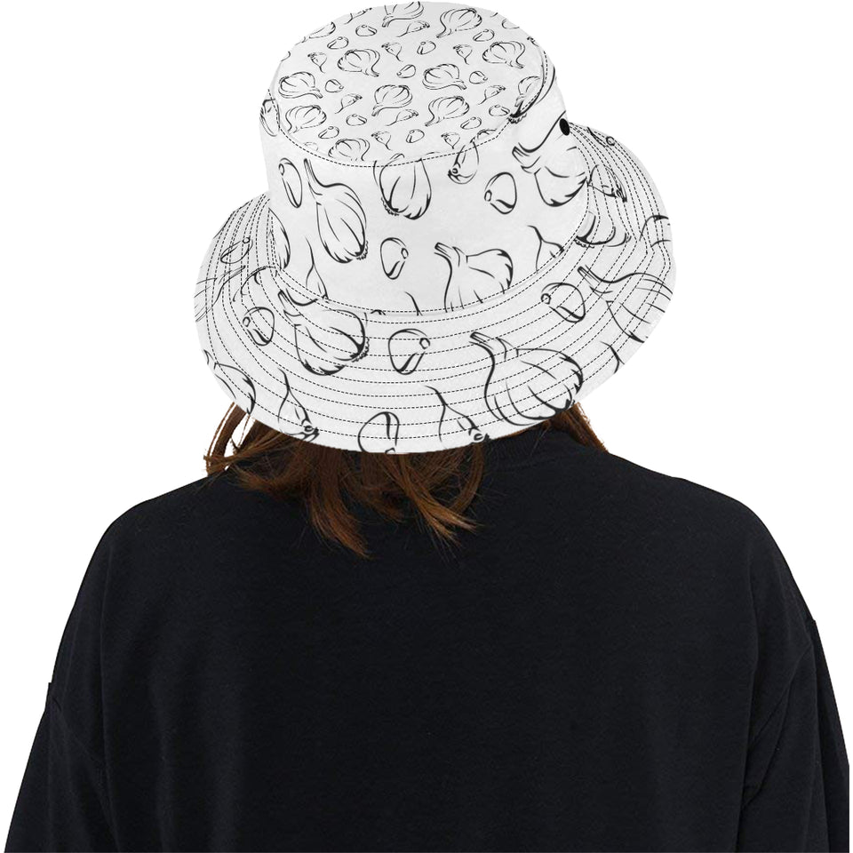 Garlic pattern black white Unisex Bucket Hat