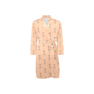 Engine Piston Cream Background Pattern Design 04 Men's Long Sleeve Belted Night Robe