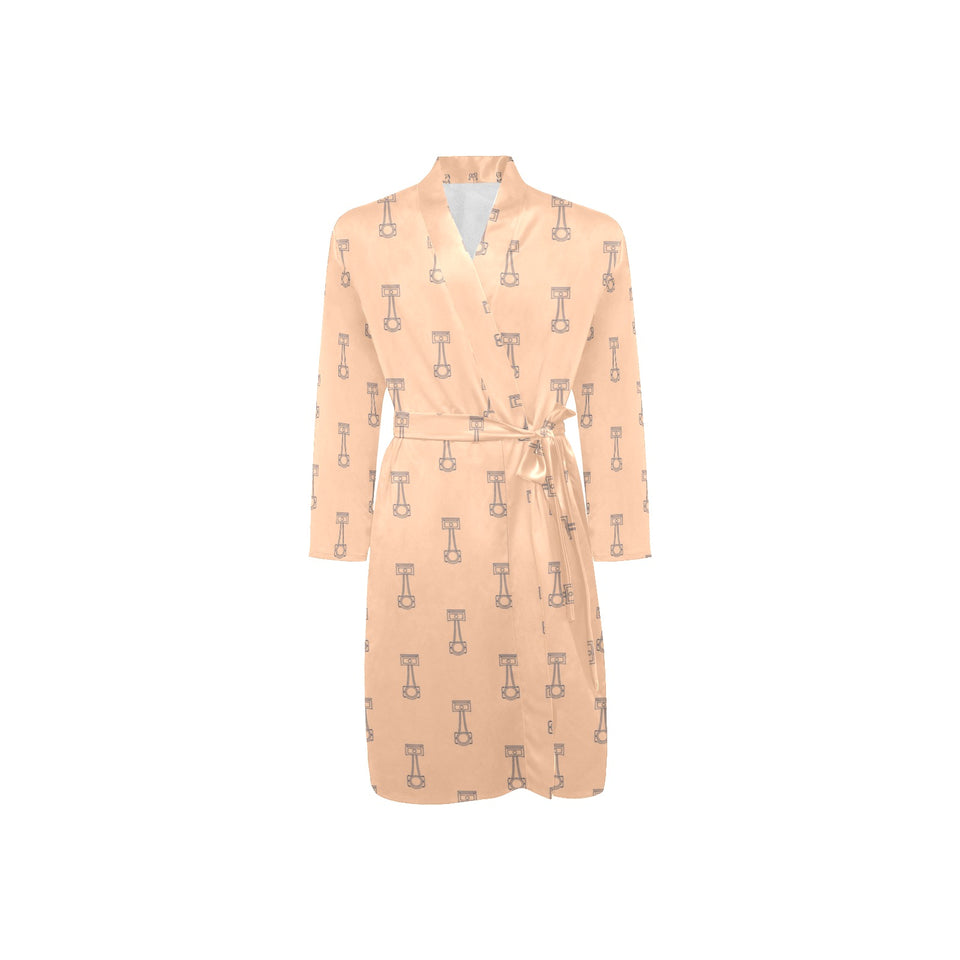 Engine Piston Cream Background Pattern Design 04 Men's Long Sleeve Belted Night Robe