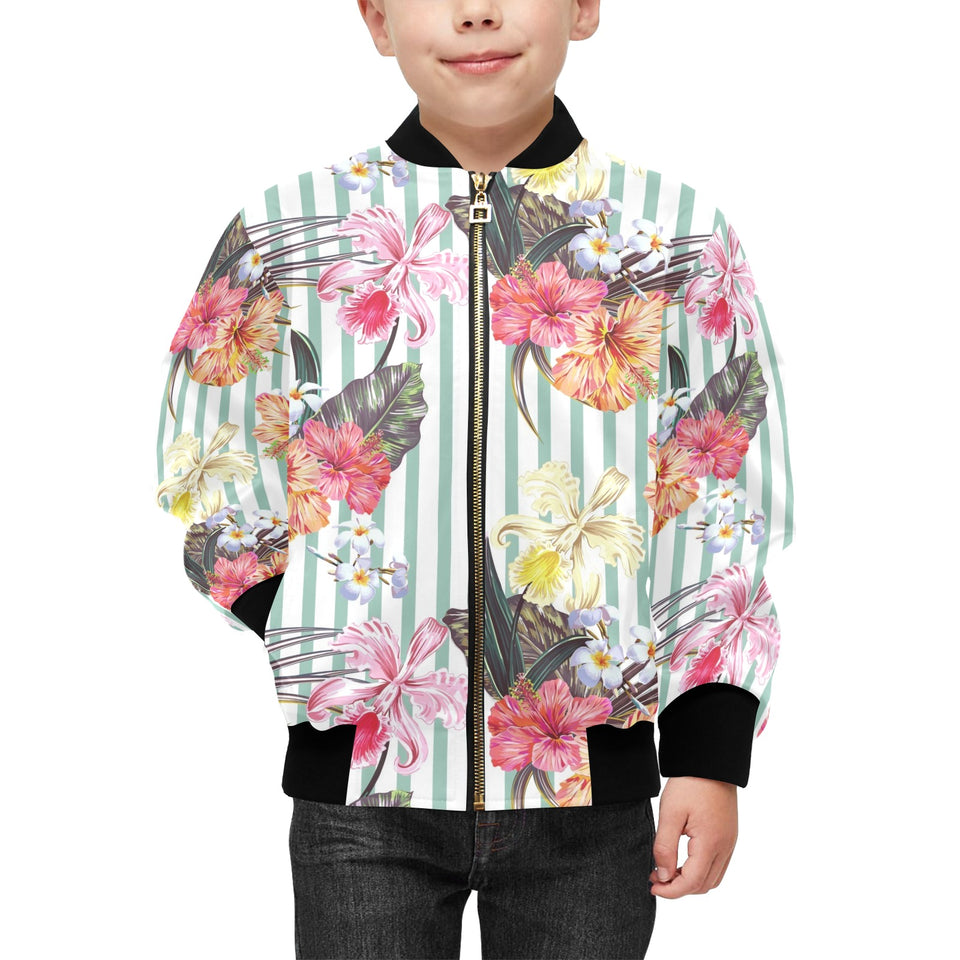 Colorful orchid flower pattern Kids' Boys' Girls' Bomber Jacket