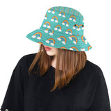 Rainbow pattern green background Unisex Bucket Hat