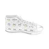 Cute Siberian Husky pattern Men's High Top Canvas Shoes White