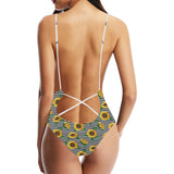 sunflowers ribbon background Women's One-Piece Swimsuit