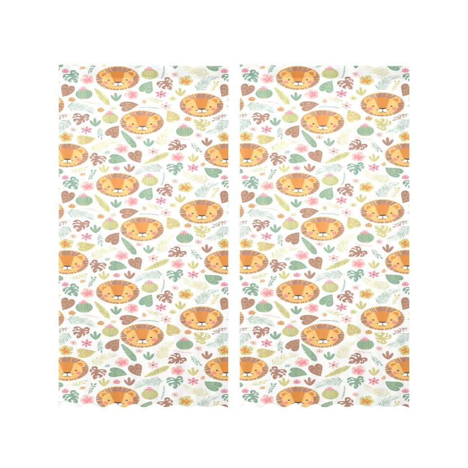 Lion Pattern Print Design 04 Gauze Curtain