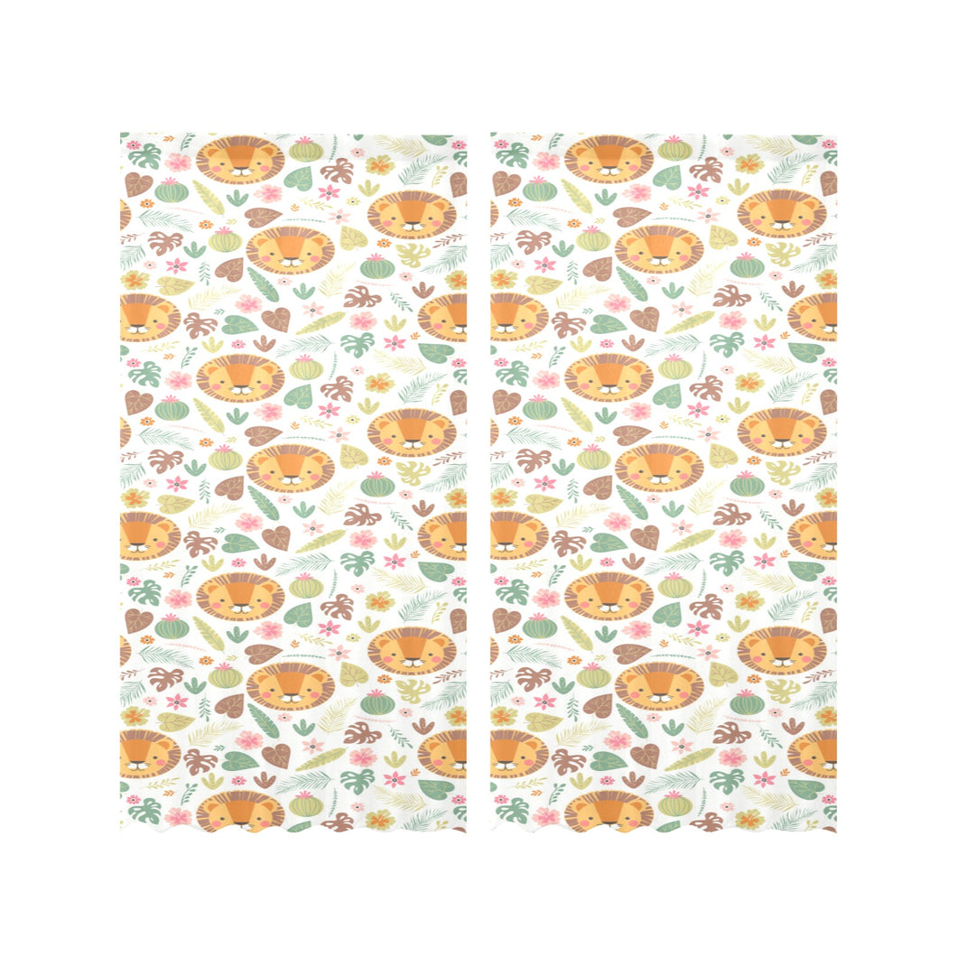 Lion Pattern Print Design 04 Gauze Curtain