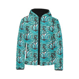 Anchor nautical green background Kids' Boys' Girls' Padded Hooded Jacket