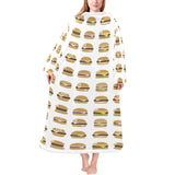 Hamburger Pattern Print Design 02 Blanket Robe with Sleeves