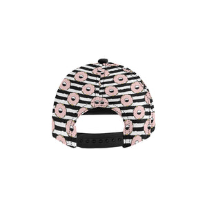 Donuts pink icing striped pattern All Over Print Snapback Cap