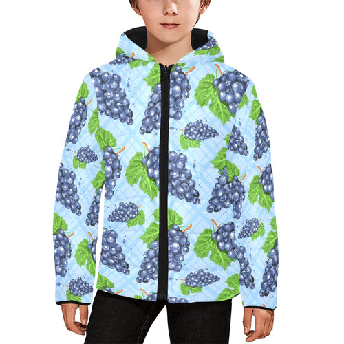 Watercolor grape pattern Kids' Boys' Girls' Padded Hooded Jacket