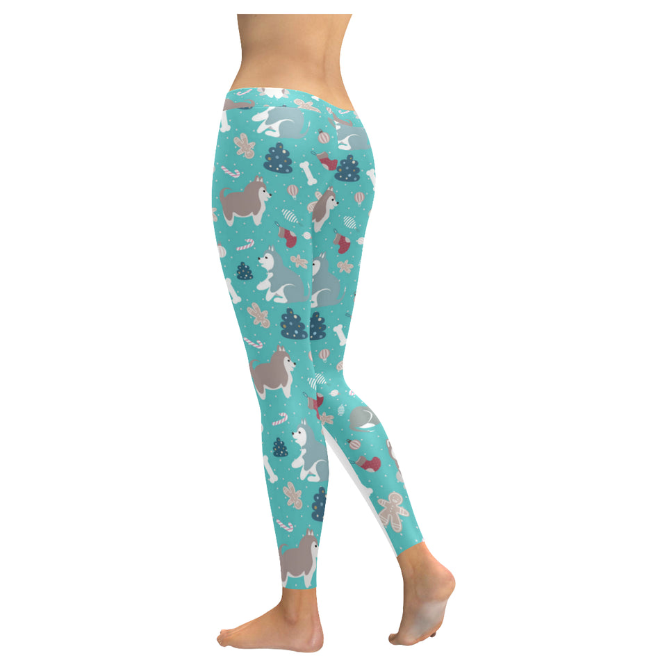 Christmas cute siberian husky puppie pattern Women's Legging Fulfilled In US