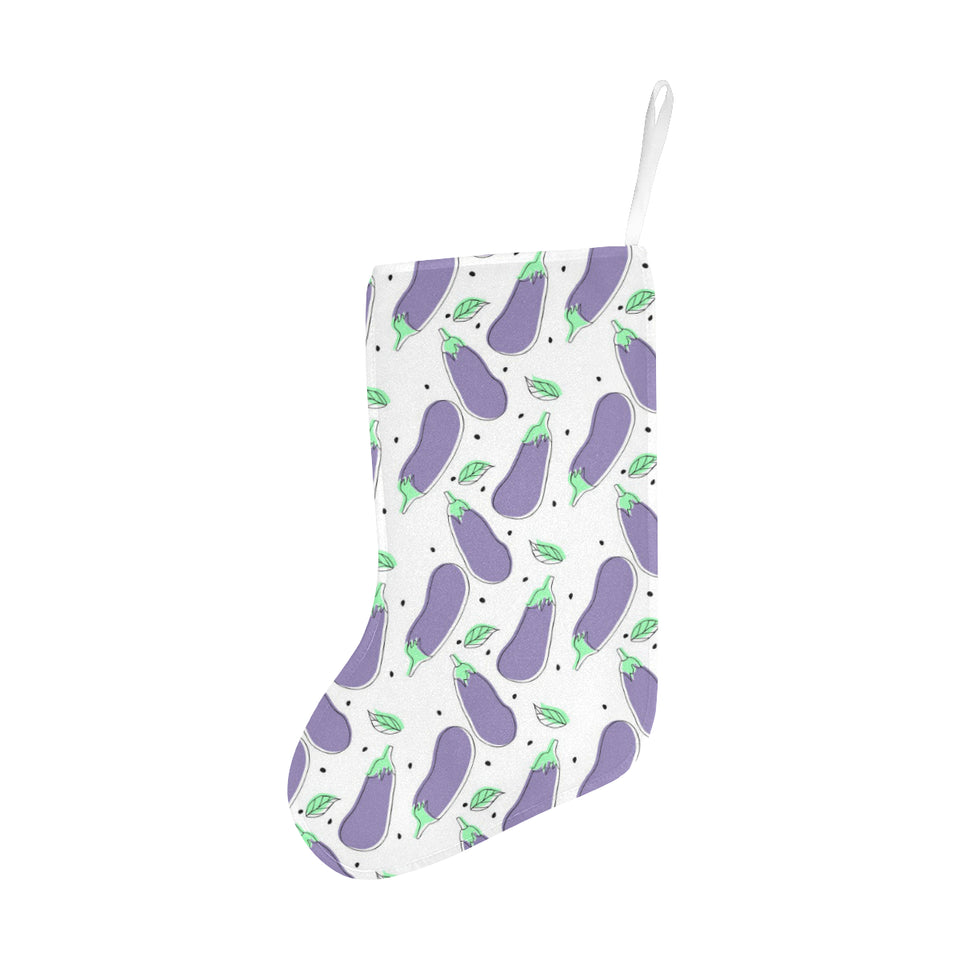 Eggplant Pattern Print Design 05 Christmas Stocking