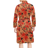 Fire flame pattern Men's Long Sleeve Belted Night Robe