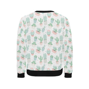 Pastel color cactus pattern Men's Crew Neck Sweatshirt