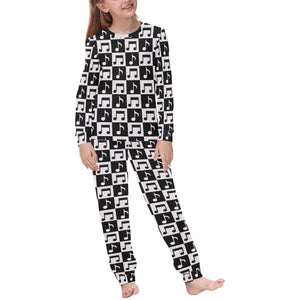 Music Notes Pattern Print Design 01 Kids' Boys' Girls' All Over Print Pajama Set