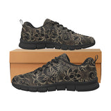 luxurious gold lotus waterlily black background Women's Sneaker Shoes