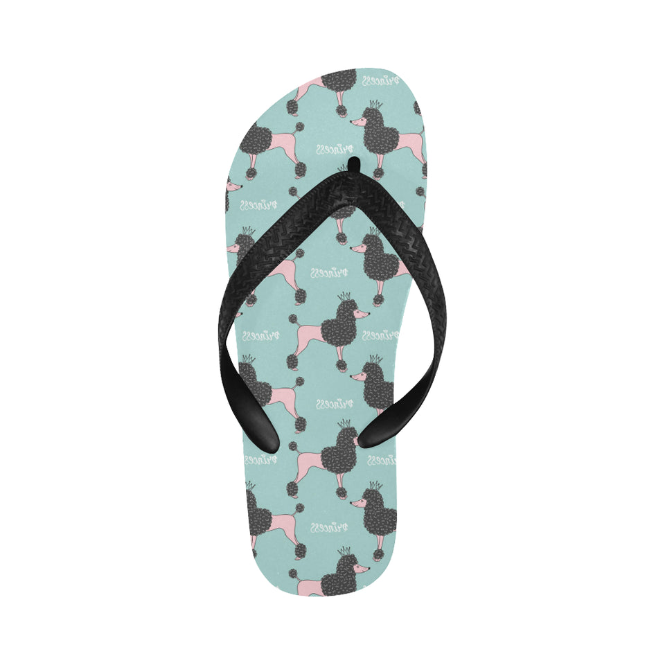 poodle dog green background Unisex Flip Flops